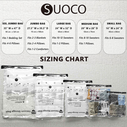 Vacuum Storage Bags for Travel & Home with Pump (14 Large)