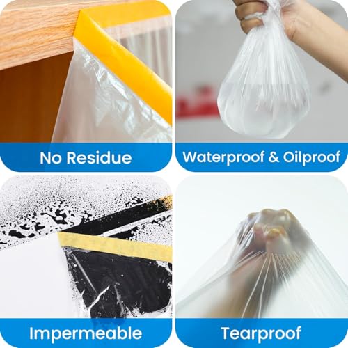 Pre Taped Masking Film Plastic Sheeting Roll