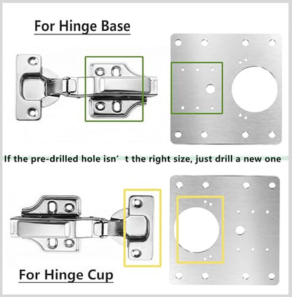 Cabinet Hinge Repair Plate Stainless Steel Hinge Repair Brackets Kit for Kitchen Cupboard Door with Fixing Screws