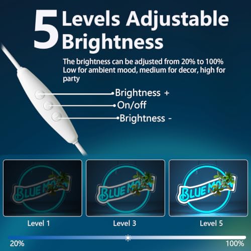 Blue Moon Neon Signs for Wall Decor Neon Lights for Bedroom Led Signs Suitable for Man Cave Bar Pub Restaurant Christmas Birthday Party Gift 5V Usb Power (Blue Moon)