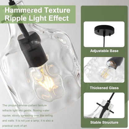 Industrial Glass Pendant Lights for Kitchen Island