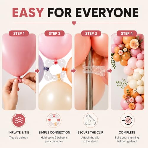 6 Pack Large Balloon Arch Clips with 50 Pcs Balloon Clips for Backdrop