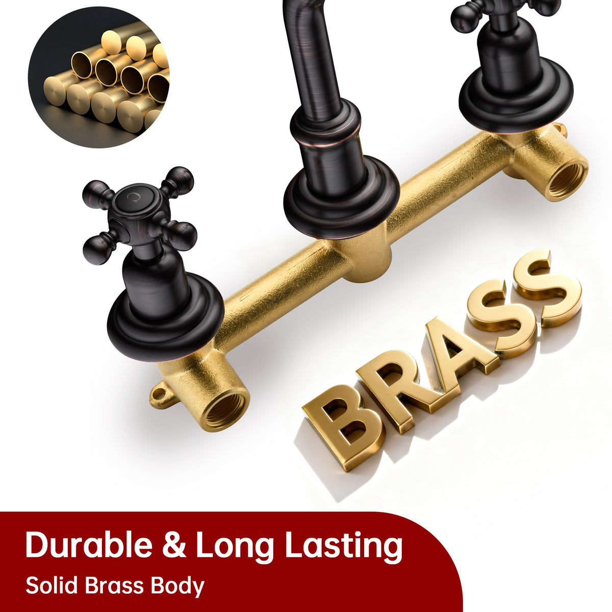 Wall Mount Bathroom Sink Faucet Vintage Oil Rubbed Bronze (Oil Rubbed Bronze)