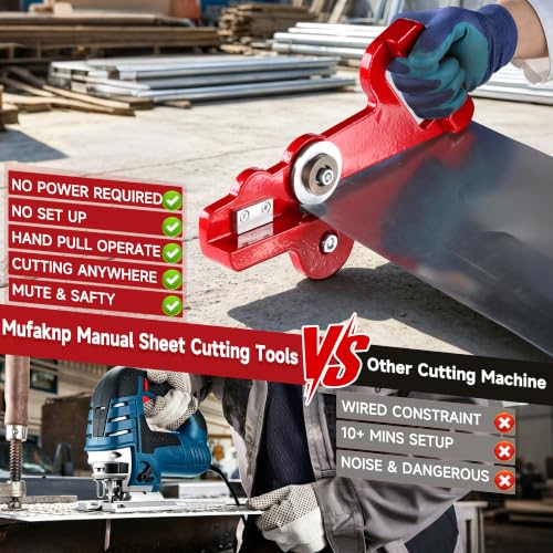 Manual Sheet Metal Cutter Hand Pull Tin Snips Portable Roof Cutting Tools Rotary Metal Plate Shears Double Wheels Scissors Handheld Straight Cut Nibbler Panel Slitter