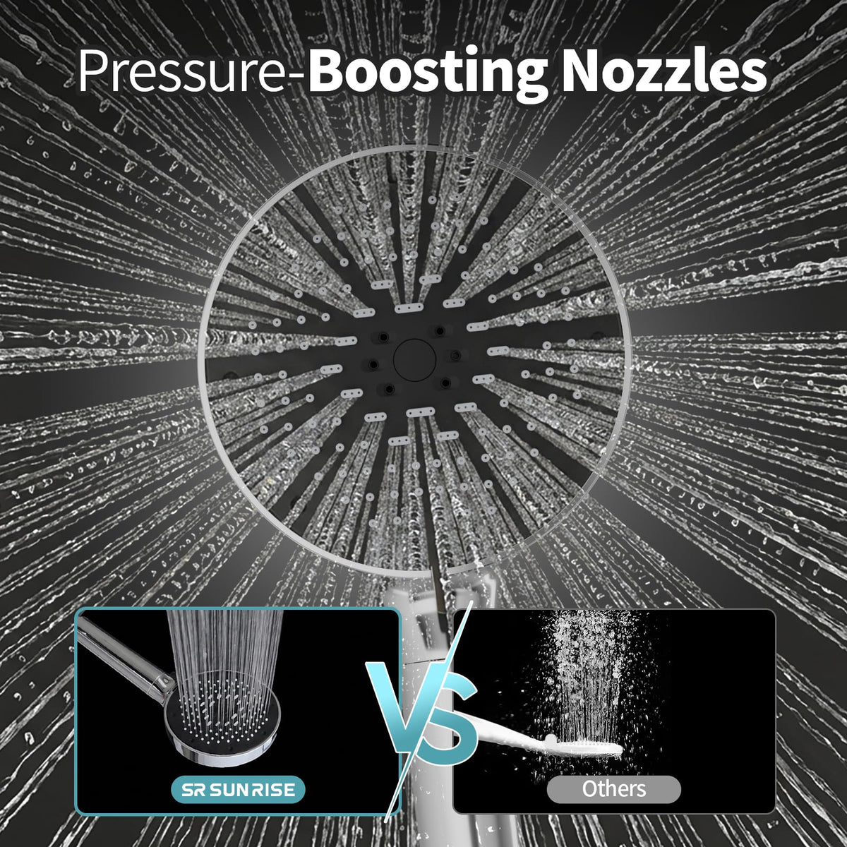 High Pressure Filtered Handheld Shower Head 9 Spray（4 filters） (2.5 Gallon Per Minute+4 Filters / Chrome)