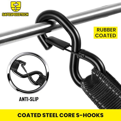 Ratchet Straps Tie Downs 4Pack 1.5" x 8ft 5250lb Heavy Duty Ratchet Straps (Black / 5250 LB - 8Ft)