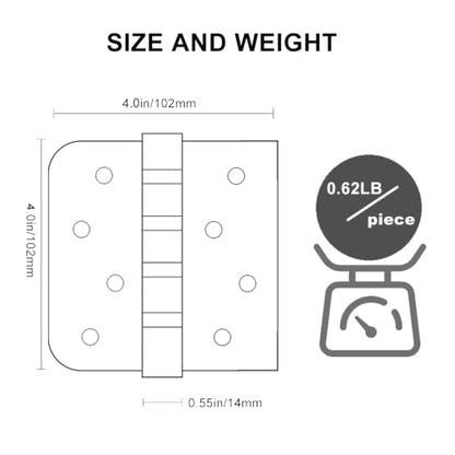 4" Stainless Steel Door Hinges for Exterior & Interior Doors