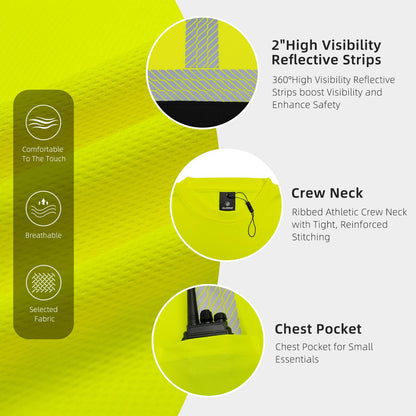 High Visibility Safety Reflective T Shirts for Men (XX-Large / Yellow+black)