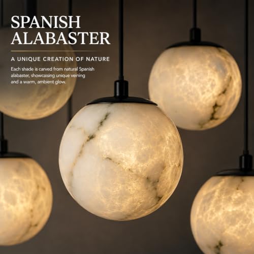 Black Alabaster High Ceiling Chandelier