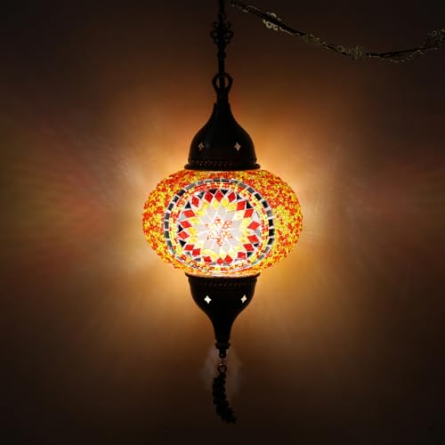 Turkish Moroccan Mosaic Pendant Light (Red)