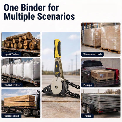 4 Pack 3/8"-1/2" EZ Ratchet Chain Binder with G70 Grab Hooks, Ratchet Load Binder Kit, 6600 lbs WLL Heavy Duty Cargo Tie Down for Flatbed Trailers & Trucks (3/8" - 1/2"(4 Pack))