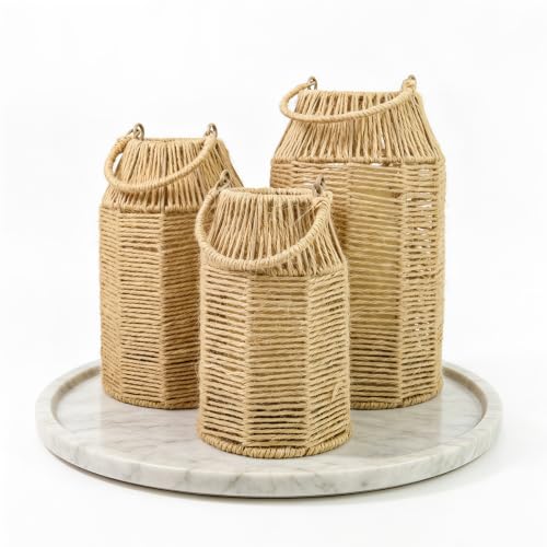 3 Pcs Natural Jute Boho Lanterns