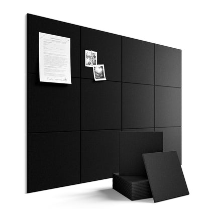 Felt Bulletin Board & Cork Board Alternative 48'' x 36'' (Black-1 / Solid tile 12-pack)