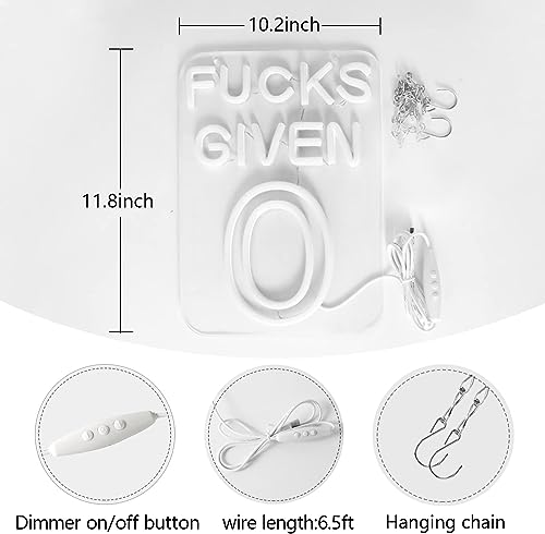 Zero Funks Given Neon Signs for Wall Decor Neon Lights for Bedroom Led Signs Suitable for Man Cave Living Room Taverns Bar Unique Gift for Lover (FUNKS GIVEN 0)