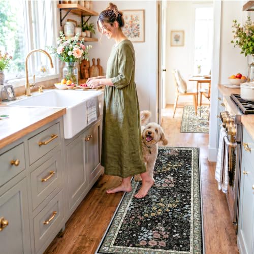 Washable Kitchen Runner Rug 2x6 (Black / 2x6)