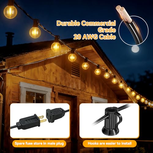 G40 String Lights Outdoor Plug in Patio Lights