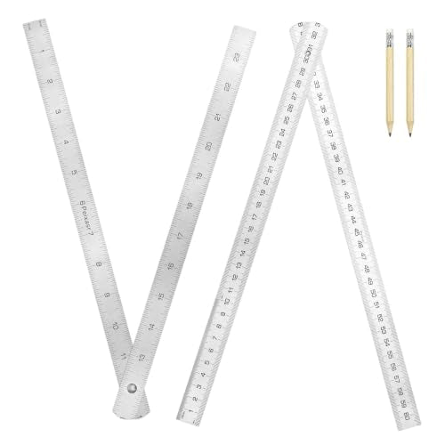 Steel Folding Ruler Measuring Tool 24" with Inch & Metric Marks