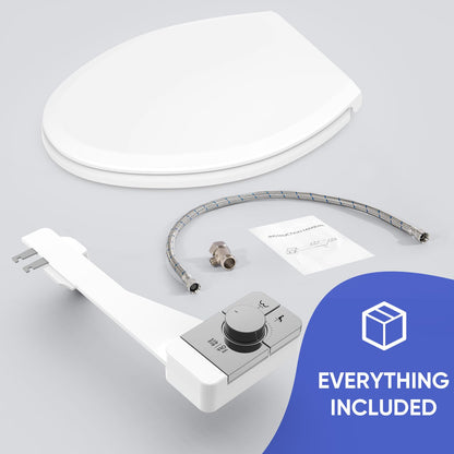 Upgrade Non Electric Bidet Toilet Seat (Chrome & White Toilet Seat)