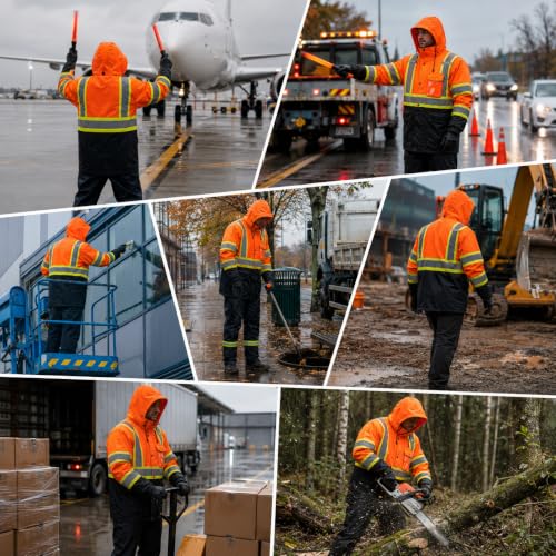 Rain Jacket Men Hi Vis Rain Coats Reflective Raincoat High Visibility Work Suits for Men Women Waterproof