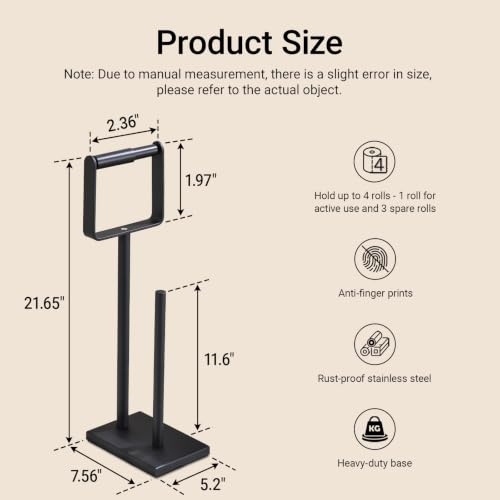 Free Standing Toilet Paper Stand with Reserve Storage