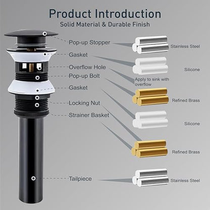 Black Gold Single Hole Brass Bathroom Sink Faucets