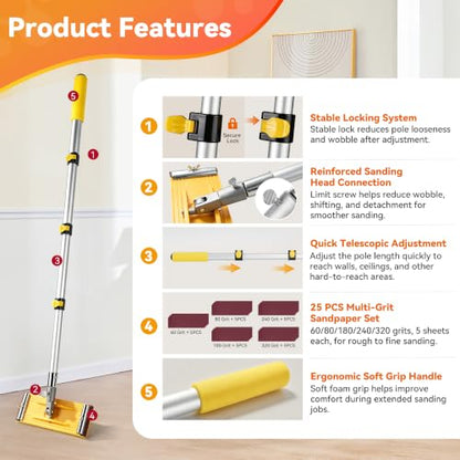 Drywall Pole Sander with Telescoping Pole