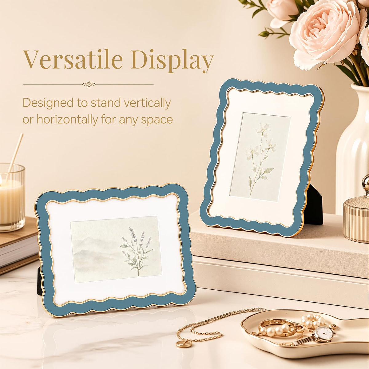 8x10 Scalloped Wavy Metal Picture Frame (Still Water Blue / 8x10)