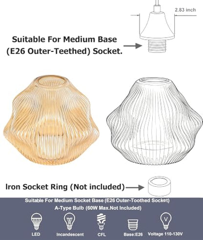 Spiral Stripes Glass Lamp Shade Small Art Blown Pendant Light Shades