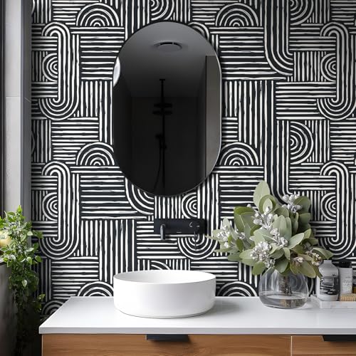 Geometric Peel and Stick Wallpaper Modern Mid Century Geometric Abstract Wall Paper
