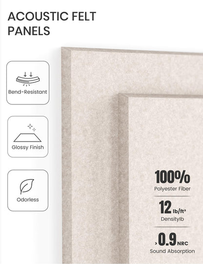 Felt Bulletin Board & Cork Board Alternative 36'' x 24'' (Oatmeal / Solid tile 6-pack)
