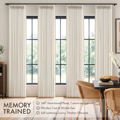 4 Panels Set Pinch Pleated Linen Curtains 108 Inches Beige White (Beige White / 40"W x 108"L (Pack of 4))