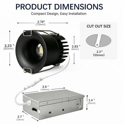 3 Inch Anti Glare Recessed Lighting IP65 Shower Light 5CCT Waterproof LED Downlight with Junction Box (Black-1P / 3 Inch)