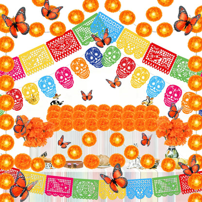 60Pcs Day of the Dead Decor (Orange)