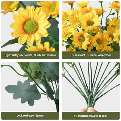Artificial Mums for Outdoors Fall Decor (A-yellow / 10.6 inch)