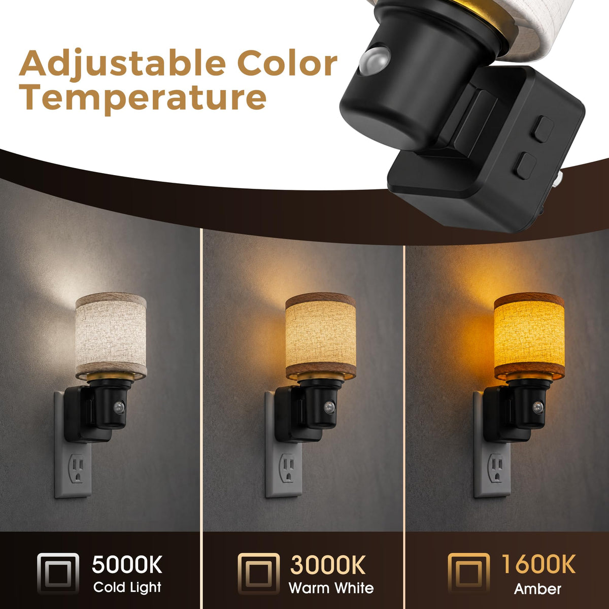 Night Lights Plug into Wall (Cylinder-3CCT / 2 Pack)