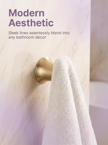 Towel Hooks Champagne Bronze Single Bathroom Hooks Wall Mounted for Robes and Towels Hand Towel Hook Holder Kitchen