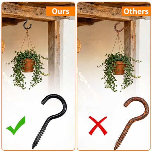 Black Open Screw Hooks for Wood