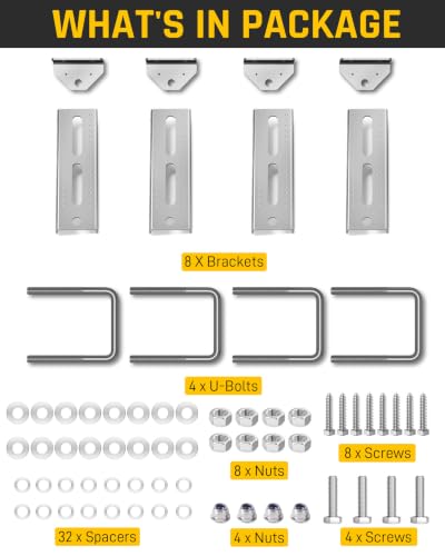 8"/10"/12" Boat Trailer Bunk Brackets 4 Pack, Heavy Duty Swivel Top