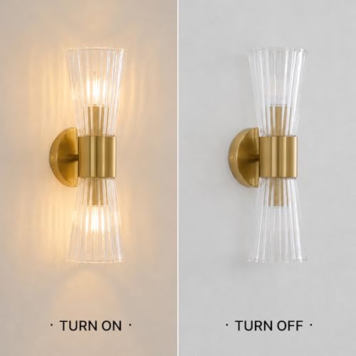 Gold Glass Wall Sconce Light (Gold Clear Glass)