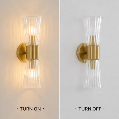 Gold Glass Wall Sconce Light (Gold Clear Glass)