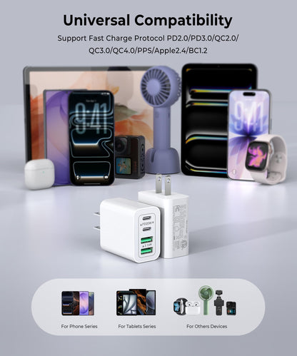 2 Pack] 40W USB C Charger Cube Fast Charging Block Multiport Wall Plug (2Pack White / 40W)