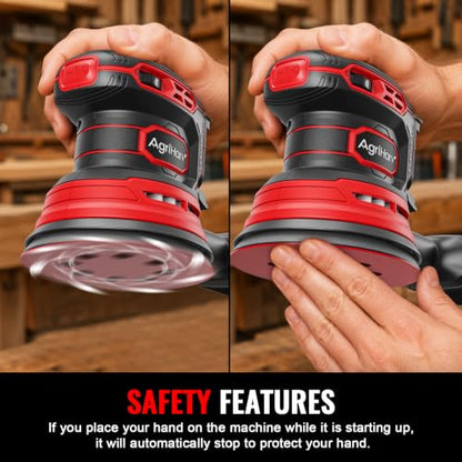 Cordless Random Orbital Sander Compatible with Dewalt 20V Battery and Compatible with Milwaukee 18V