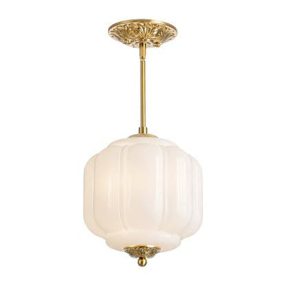 Vintage Milk Glass Ceiling Light (Gold/Milk White)