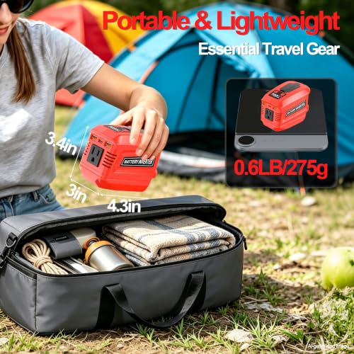 200W Power Inverter Compatible with Milwaukee 18V Batteries