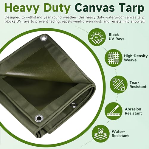 Heavy Duty Canvas Tarp 8x12ft
