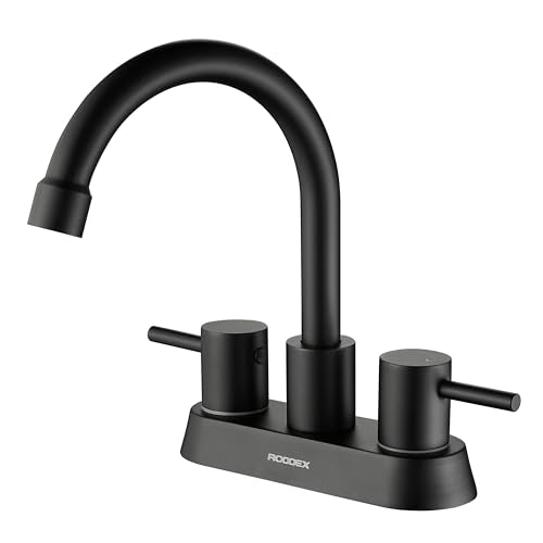 Bathroom Sink Faucet 4 Inch Two Handle Centerset Vanity Faucet Stainless Steel Touch On Faucets with Two Water Supply Lines for Bathroom Sink Vanity RV