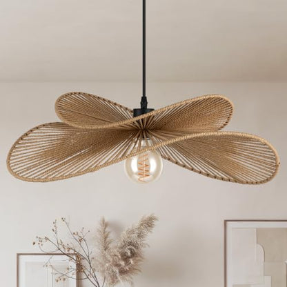 22.8" Large Boho Rattan Pendant Light