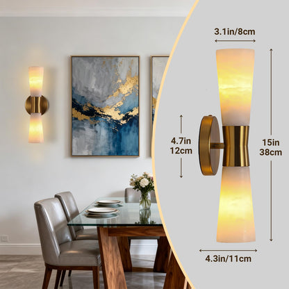 15in Alabaster Wall Sconces (Gold-15in-1 Pack)