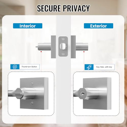 3 Pack Entry Door Handles with Lock and Key (Satin Nickel)
