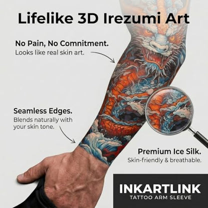 2 Pcs Dragon Tattoo Arm Sleeves (Dragon-3)